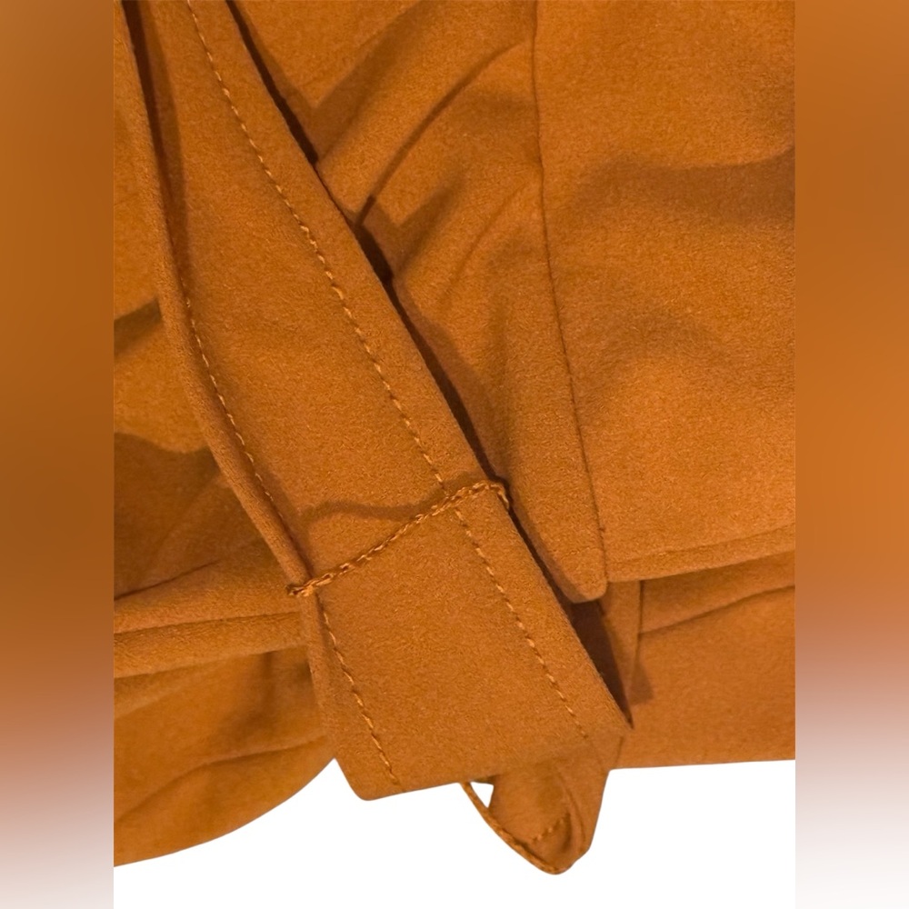 Calvin Klein Wide Crop Leg Jumpsuit V Neck Tie Belt SZ 12 Burnt Orange - Picture 8 of 10